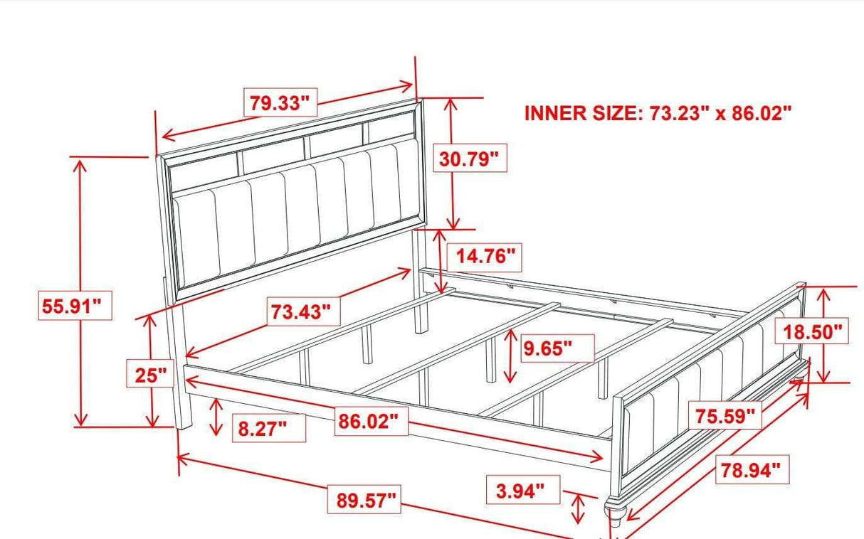 Barzini Black & Grey California King Bed - Ornate Home