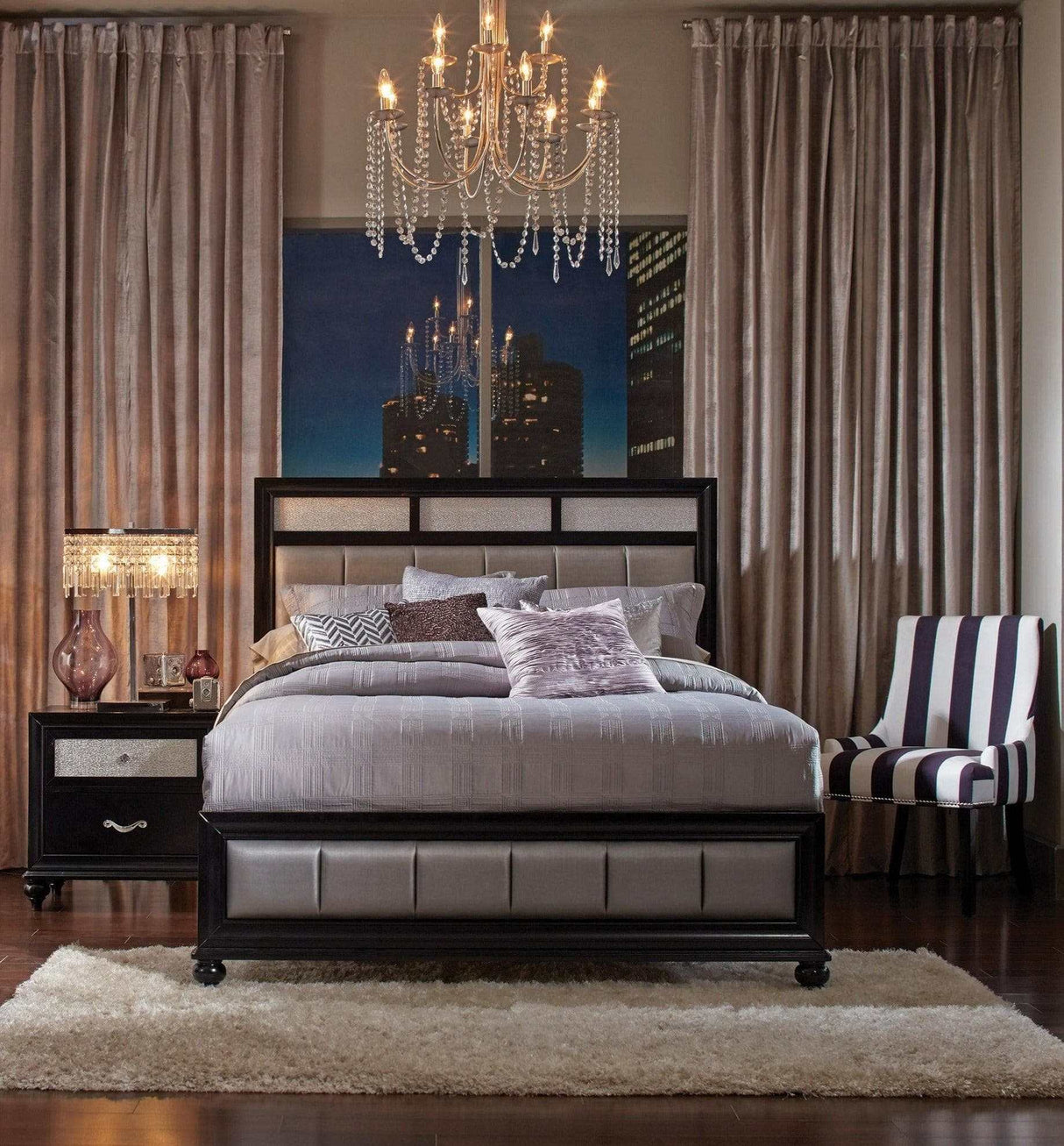 Barzini Black & Grey Queen Bed - Ornate Home