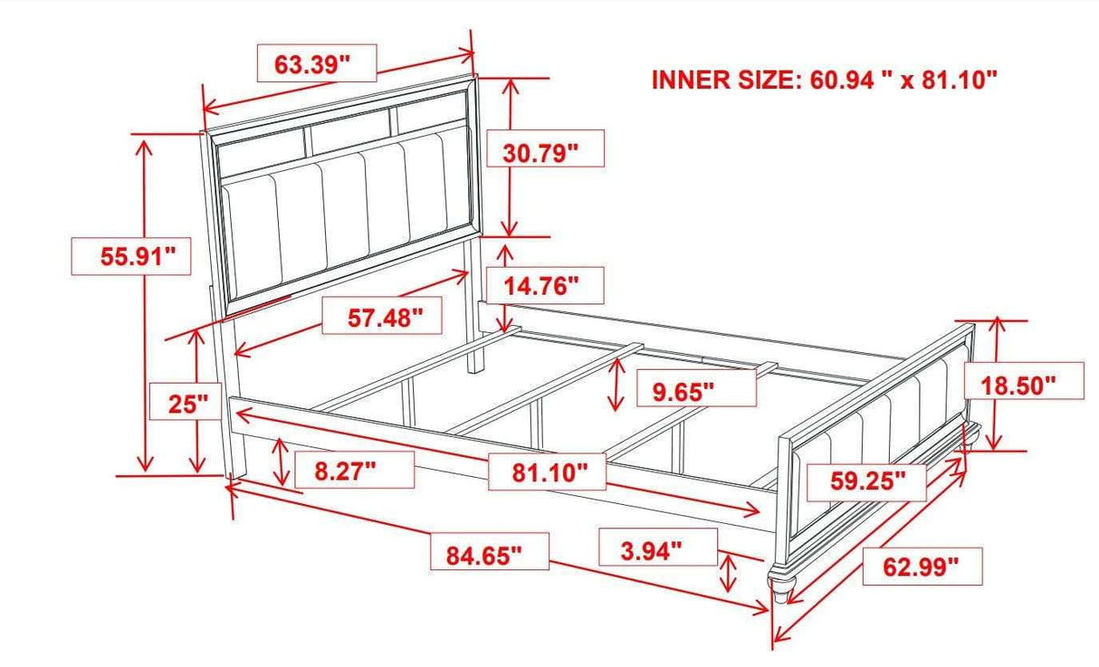 Barzini Black & Grey Queen Bed - Ornate Home