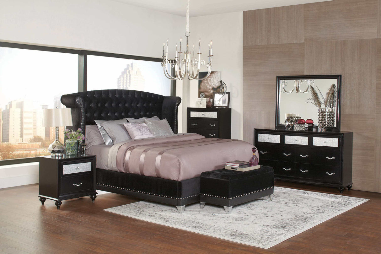 Barzini Black Eastern King Panel Bed - Ornate Home