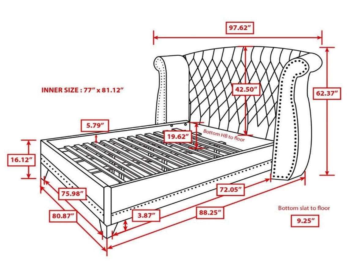 Barzini Black Eastern King Panel Bed - Ornate Home