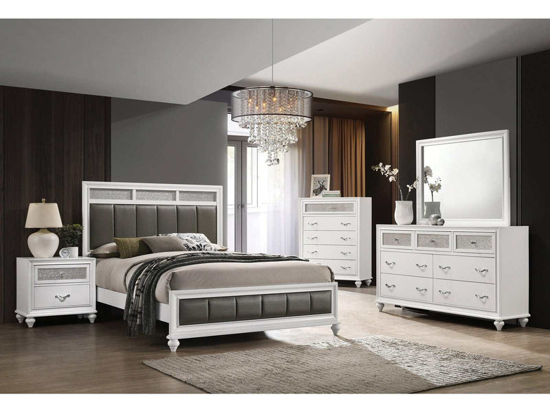 Barzini White 4pc Queen Panel Bedroom Set - Ornate Home