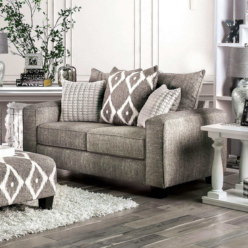 Basie Gray Stationary Sofa & Loveseat 2pc - Ornate Home