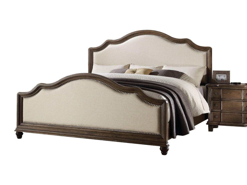 Baudouin - Beige Linen & Weathered Oak - California King Bed Frame - Ornate Home
