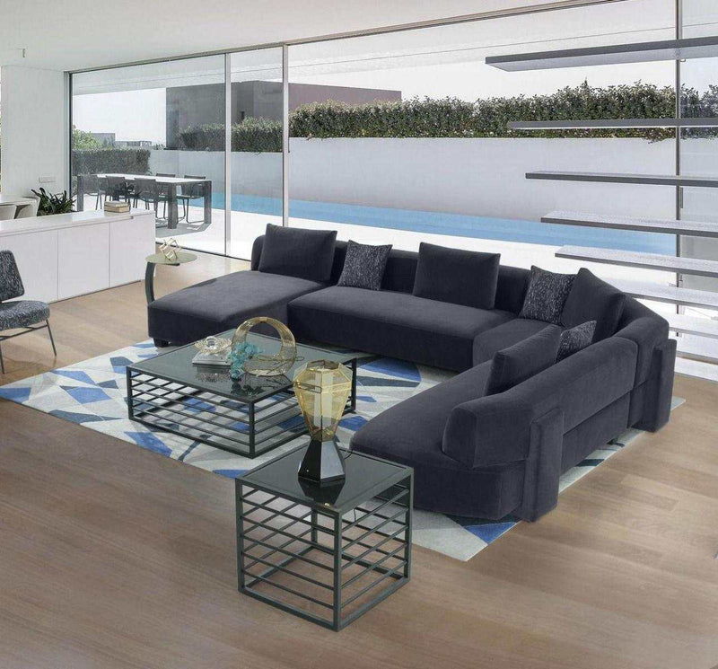 Bayou Grey Velvet "U" Shaped Sectional Sofa - Ornate Home