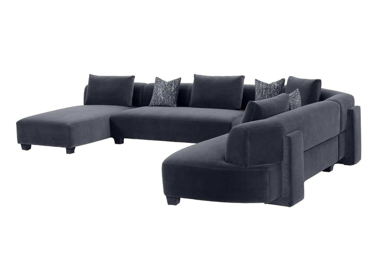 Bayou Grey Velvet "U" Shaped Sectional Sofa - Ornate Home