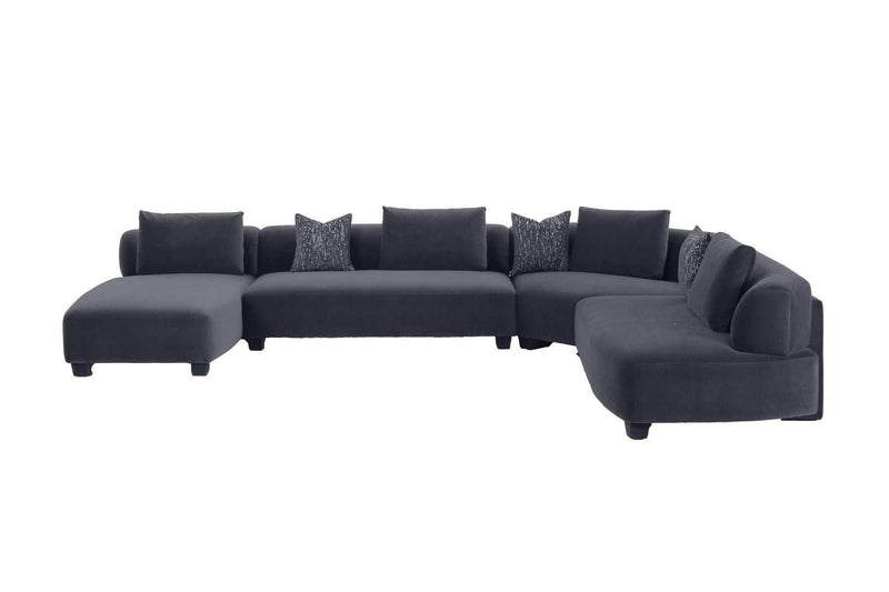 Bayou Grey Velvet "U" Shaped Sectional Sofa - Ornate Home