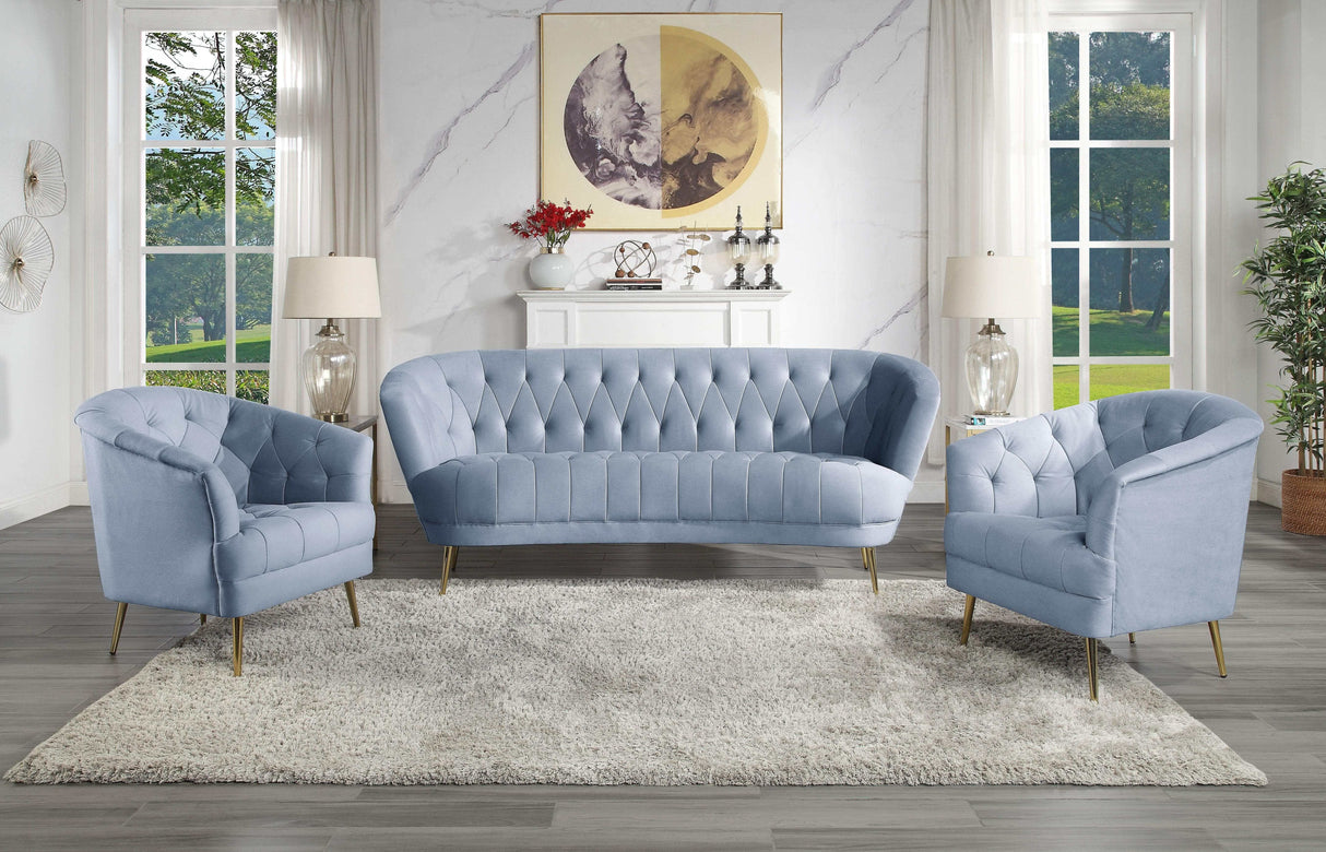 Bayram Light Gray Velvet Sofa - Ornate Home