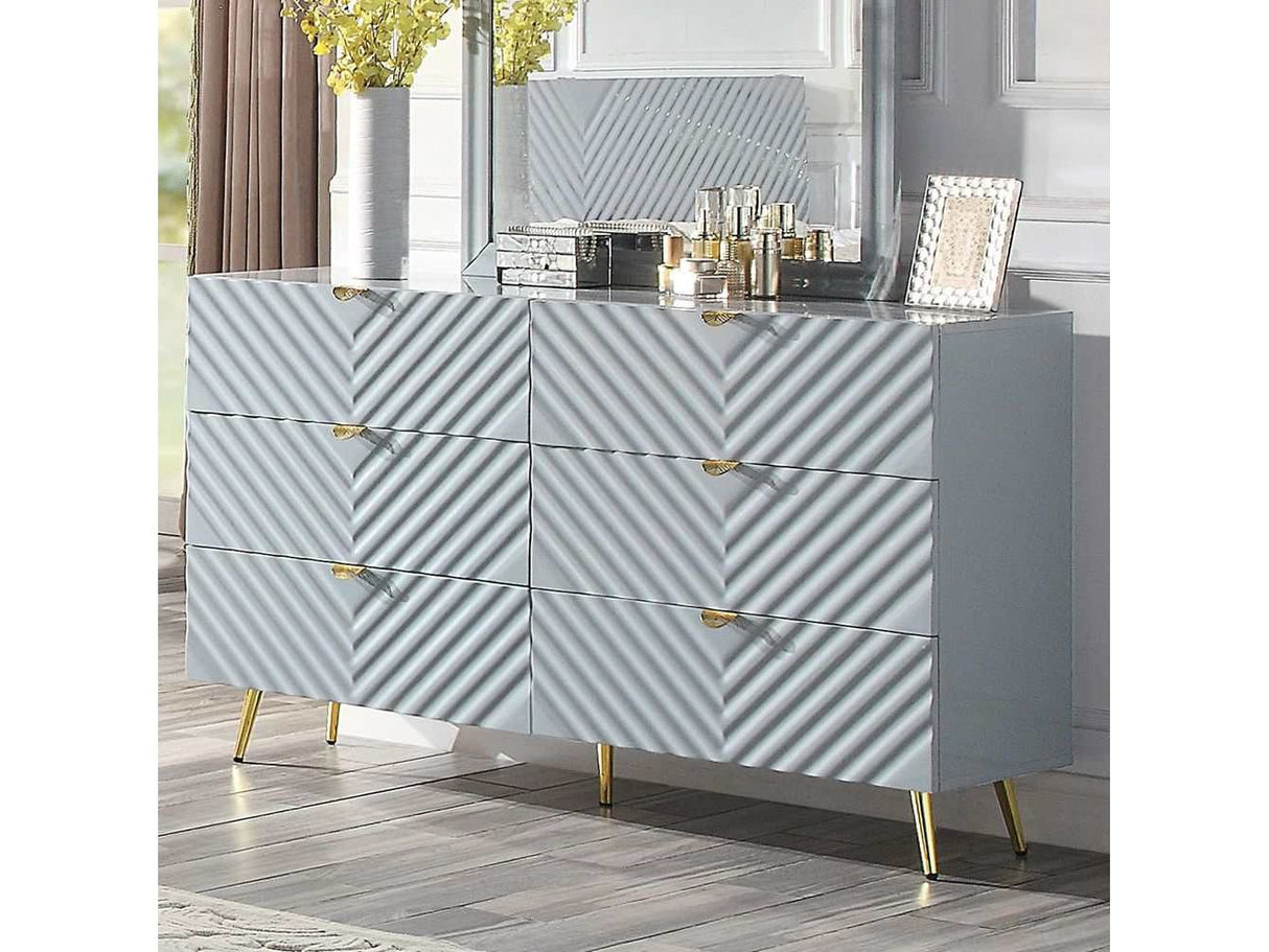 Gaines Gray High Gloss Dresser - Ornate Home