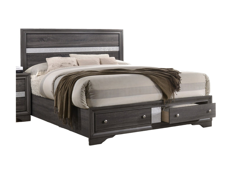 Matrix Gray King Storage Bed - Ornate Home