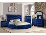 Hazel Blue Tufted Velvet King Bedroom Set / 4pc - Ornate Home