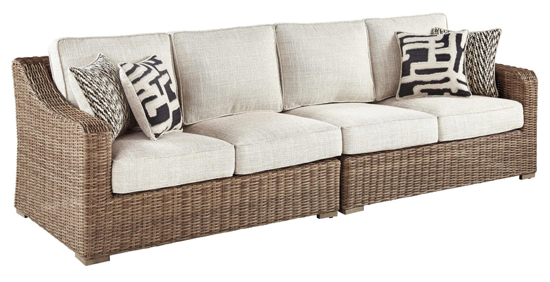 Beachcroft - Beige - 3pc L Shape Outdoor Sofa Set w/ Cushion - Ornate Home