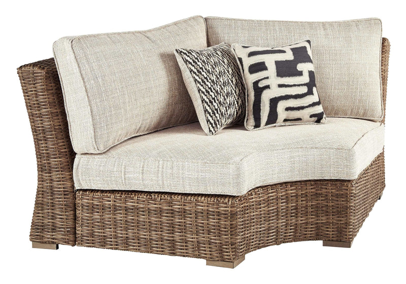 Beachcroft Beige 3pc L Shape Outdoor Sofa Set w/ Cushion - Ornate Home