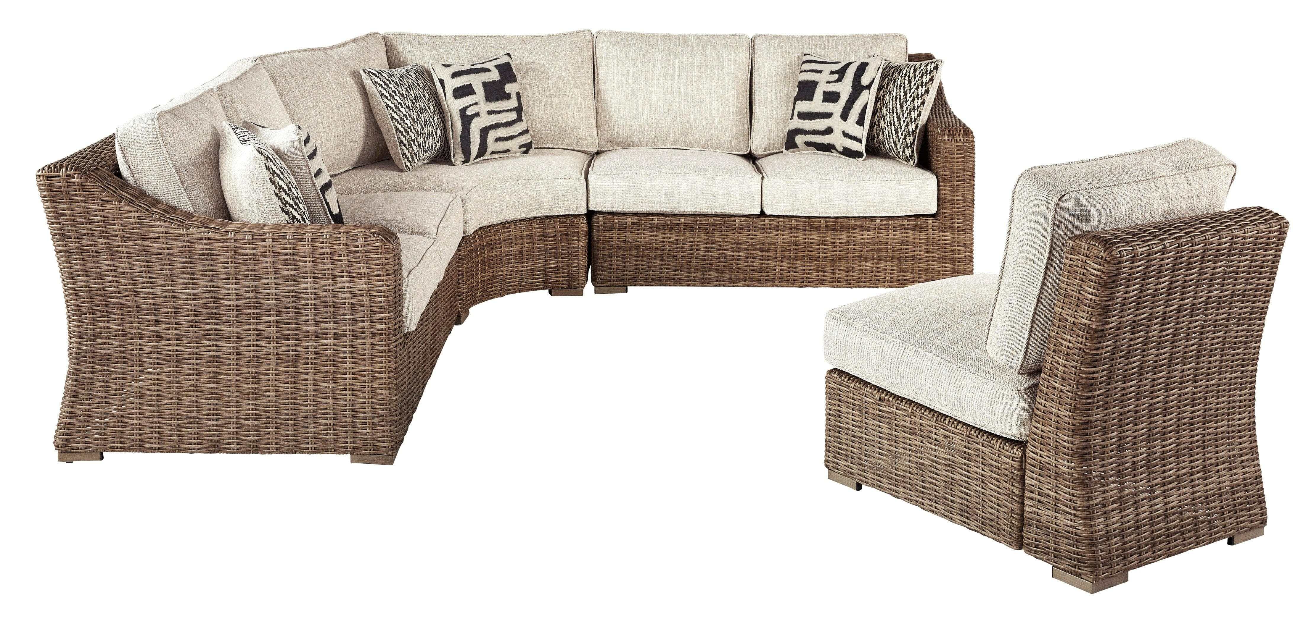 Beachcroft Beige 4pc Outdoor Sectional Set w/ Cushion - Ornate Home