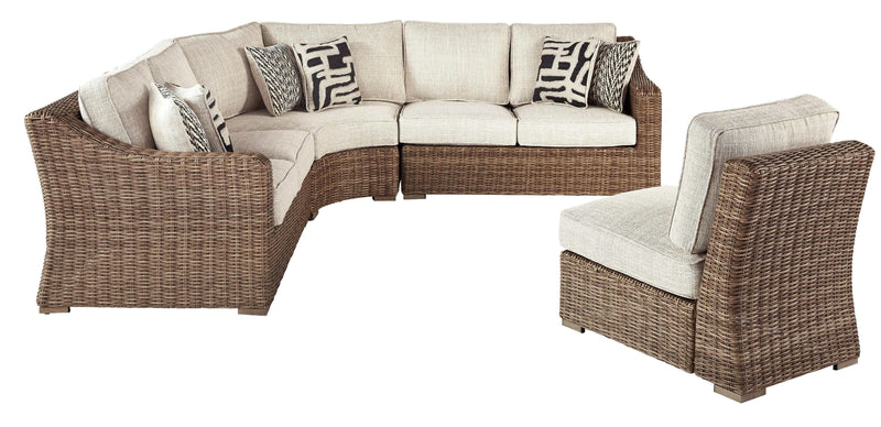 Beachcroft - Beige - 4pc Outdoor Sofa Set w/ Cushion - Ornate Home