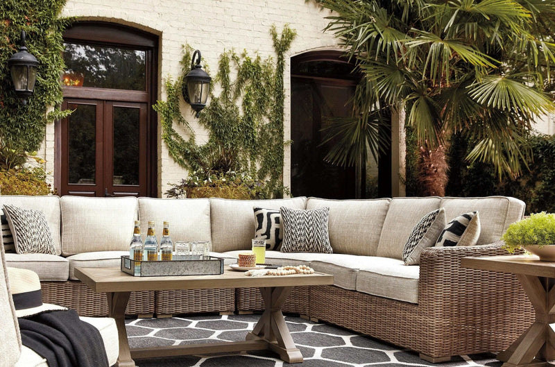 Beachcroft - Beige - 4pc Outdoor Sofa Set w/ Cushion - Ornate Home