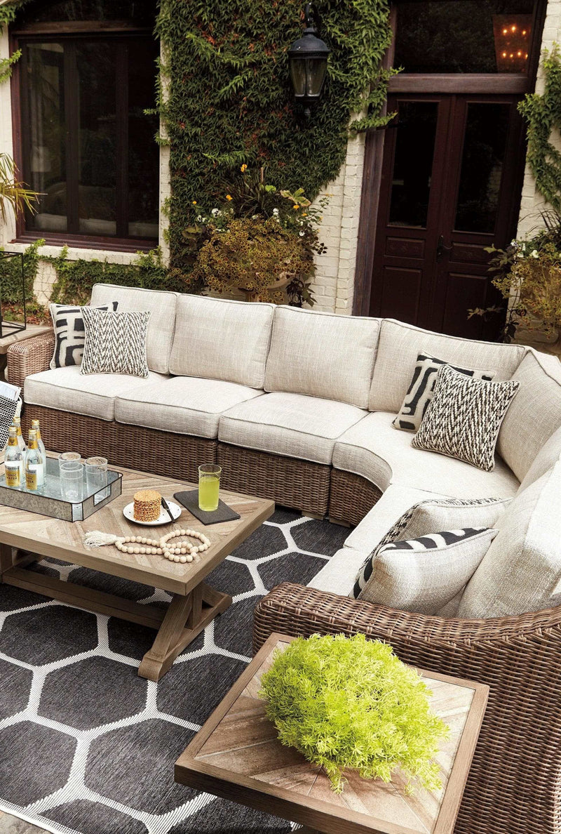 Beachcroft Beige 4pc Outdoor Sectional Set w/ Cushion - Ornate Home