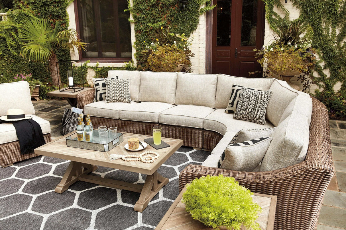 Beachcroft Beige 6pc Outdoor Seating Set w/ Cushion - Ornate Home