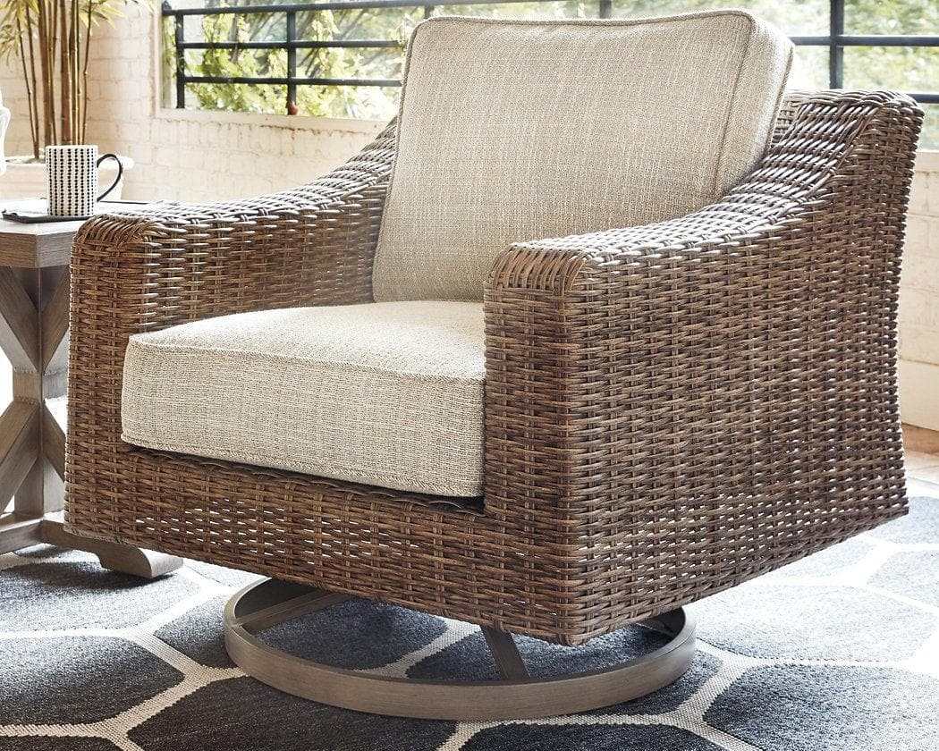 Beachcroft Beige Outdoor Swivel Lounge Chair - Ornate Home