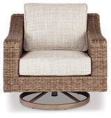 Beachcroft Beige Outdoor Swivel Lounge Chair - Ornate Home