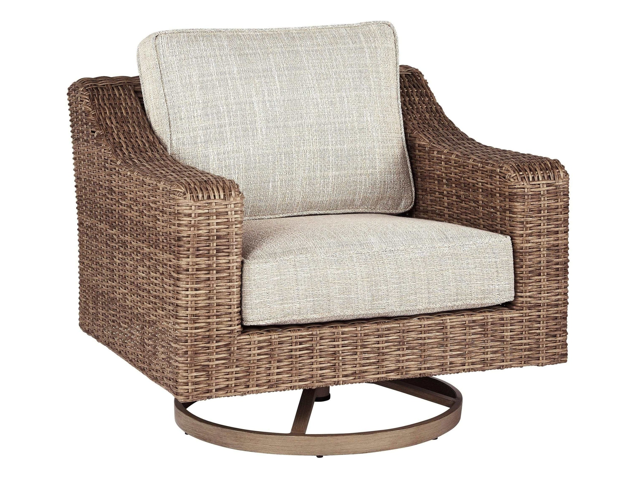 Beachcroft Beige Outdoor Swivel Lounge Chair - Ornate Home