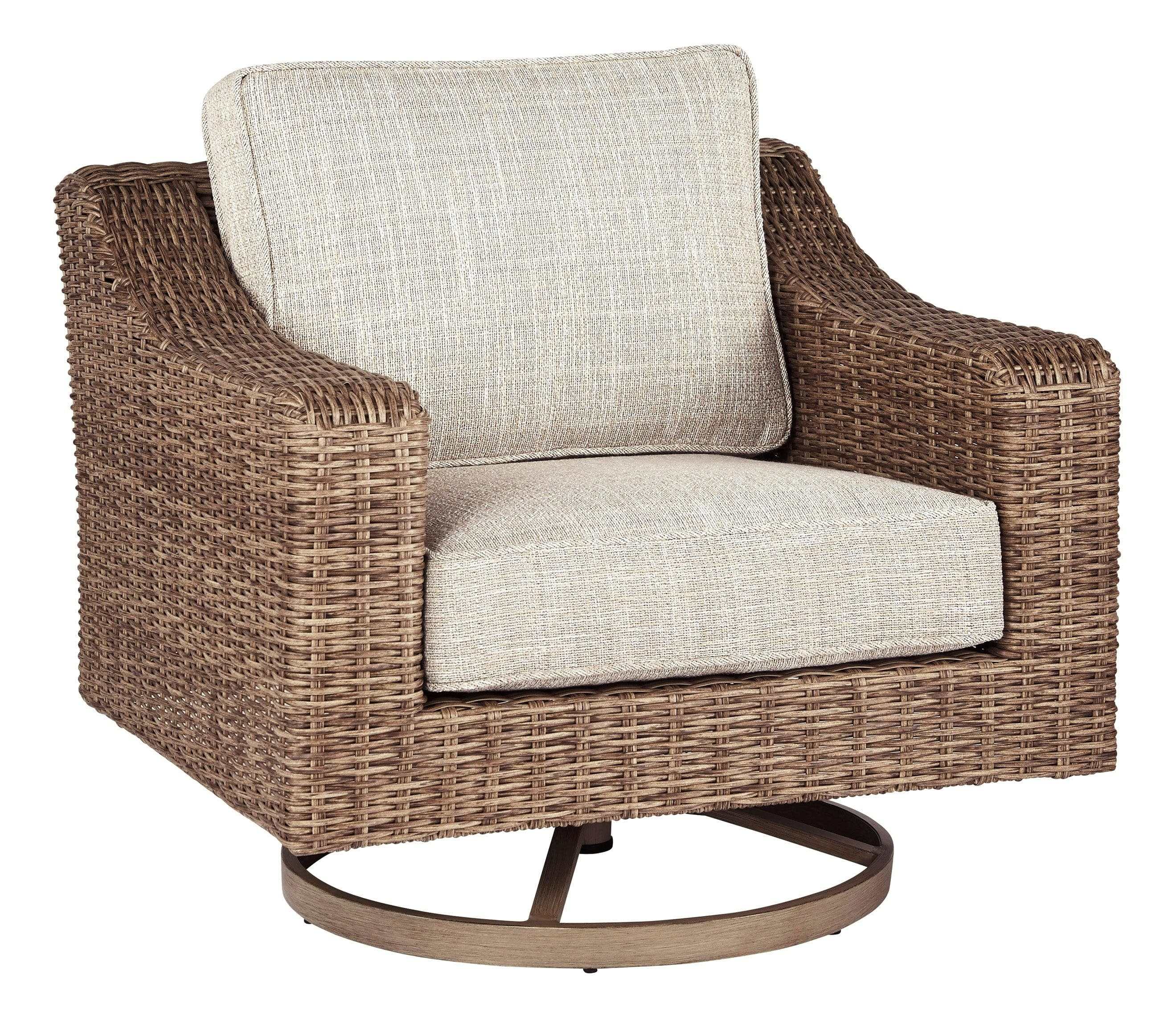 Beachcroft Beige Outdoor Swivel Lounge Chair - Ornate Home