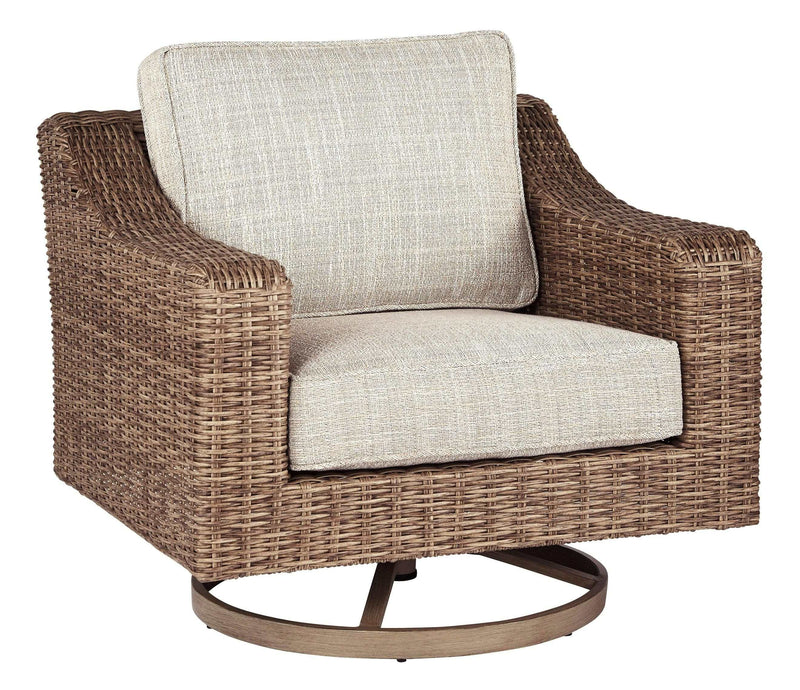 [CYBER WEEK] Beachcroft - Beige - Outdoor Swivel Lounge Chair - Ornate Home
