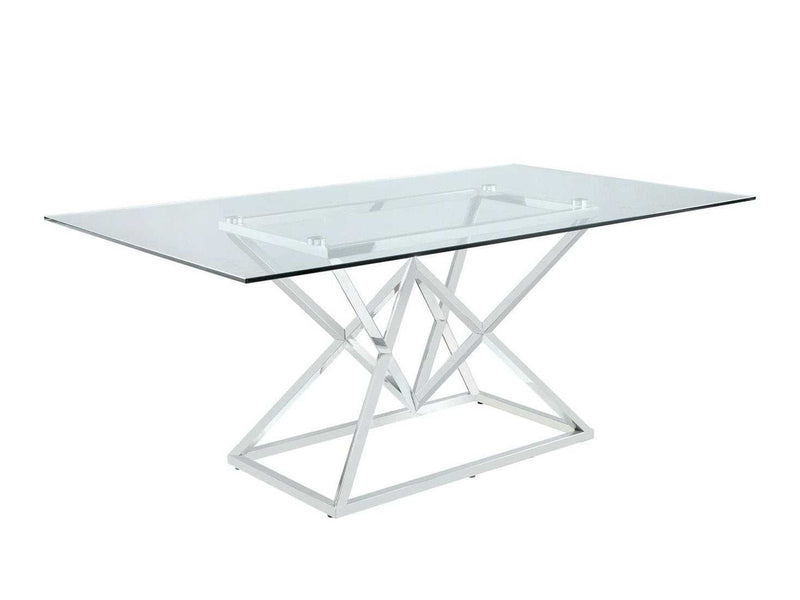 Beaufort Chrome Rectangle Glass Top Dining Table - Ornate Home