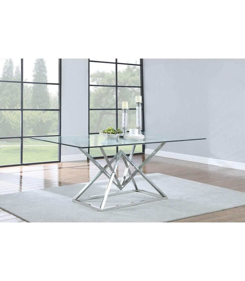 Beaufort Chrome Rectangle Glass Top Dining Table - Ornate Home