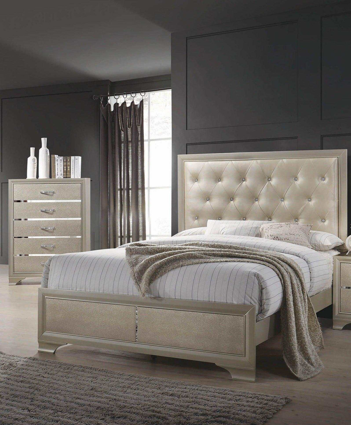 Beaumont Champagne Queen Bed - Ornate Home