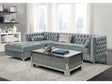 Bellaire Silver Velvet L Shape Sectional Sofa w/ Storage Chaise - Ornate Home