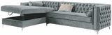 Bellaire Silver Velvet L Shape Sectional Sofa w/ Storage Chaise - Ornate Home