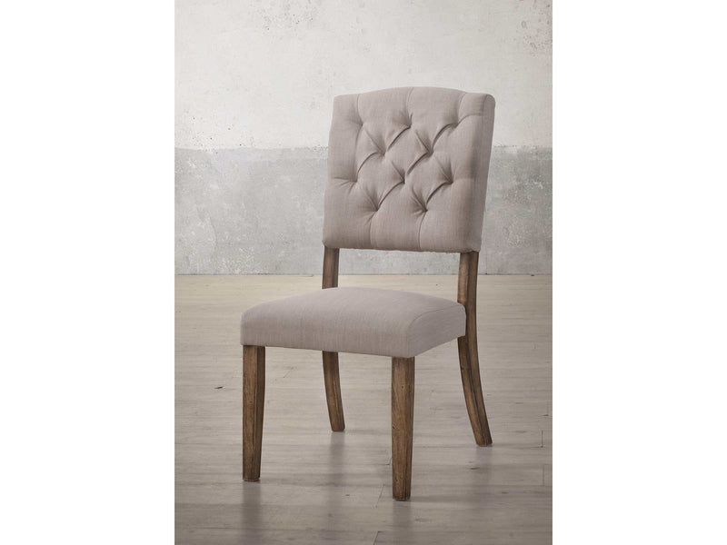Bernard Cream Linen & Weathered Oak Side Chair - Ornate Home