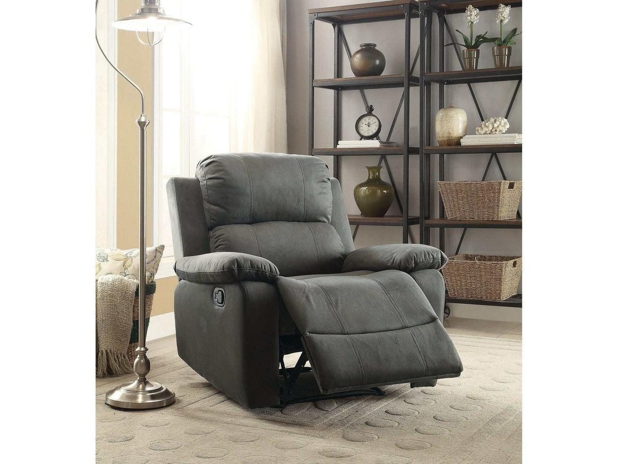 Bina Charcoal Polished Microfiber Recliner (Motion) - Ornate Home