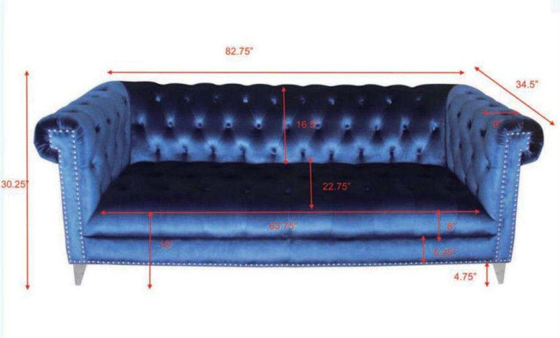 Bleker Blue Stationary Sofa - Ornate Home