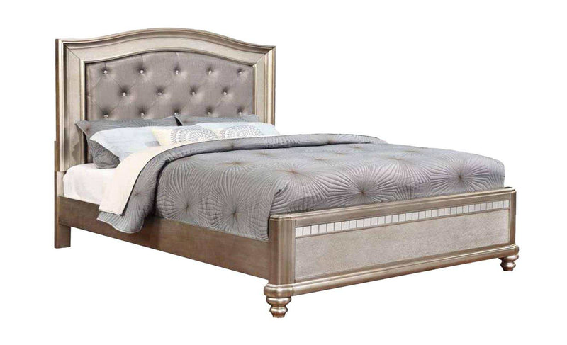 Bling Game Metallic Platinum 4pc California King Bedroom Set - Ornate Home