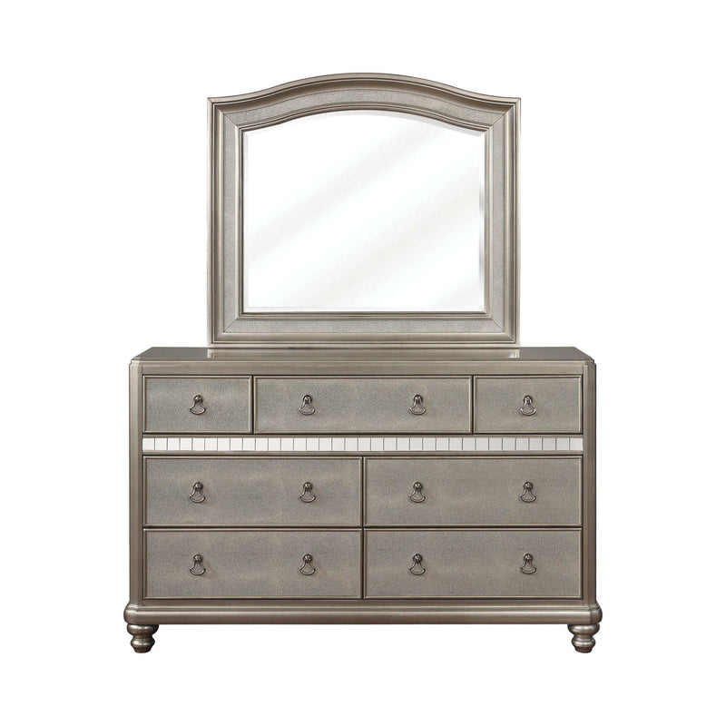 Bling Game Metallic Platinum Dresser Mirror w/ Arched Top - Ornate Home