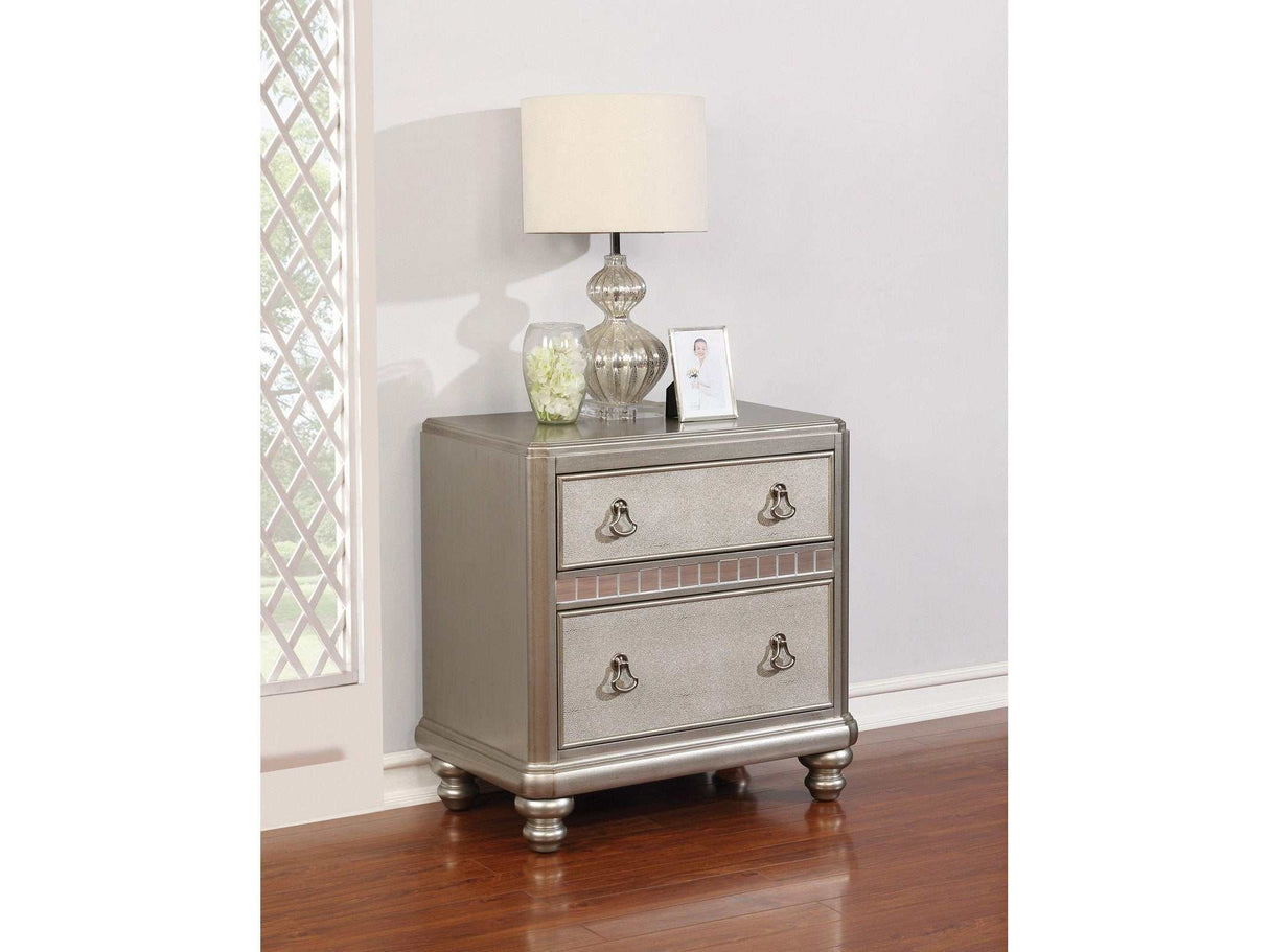 Bling Game Metallic Platinum Nightstand - Ornate Home