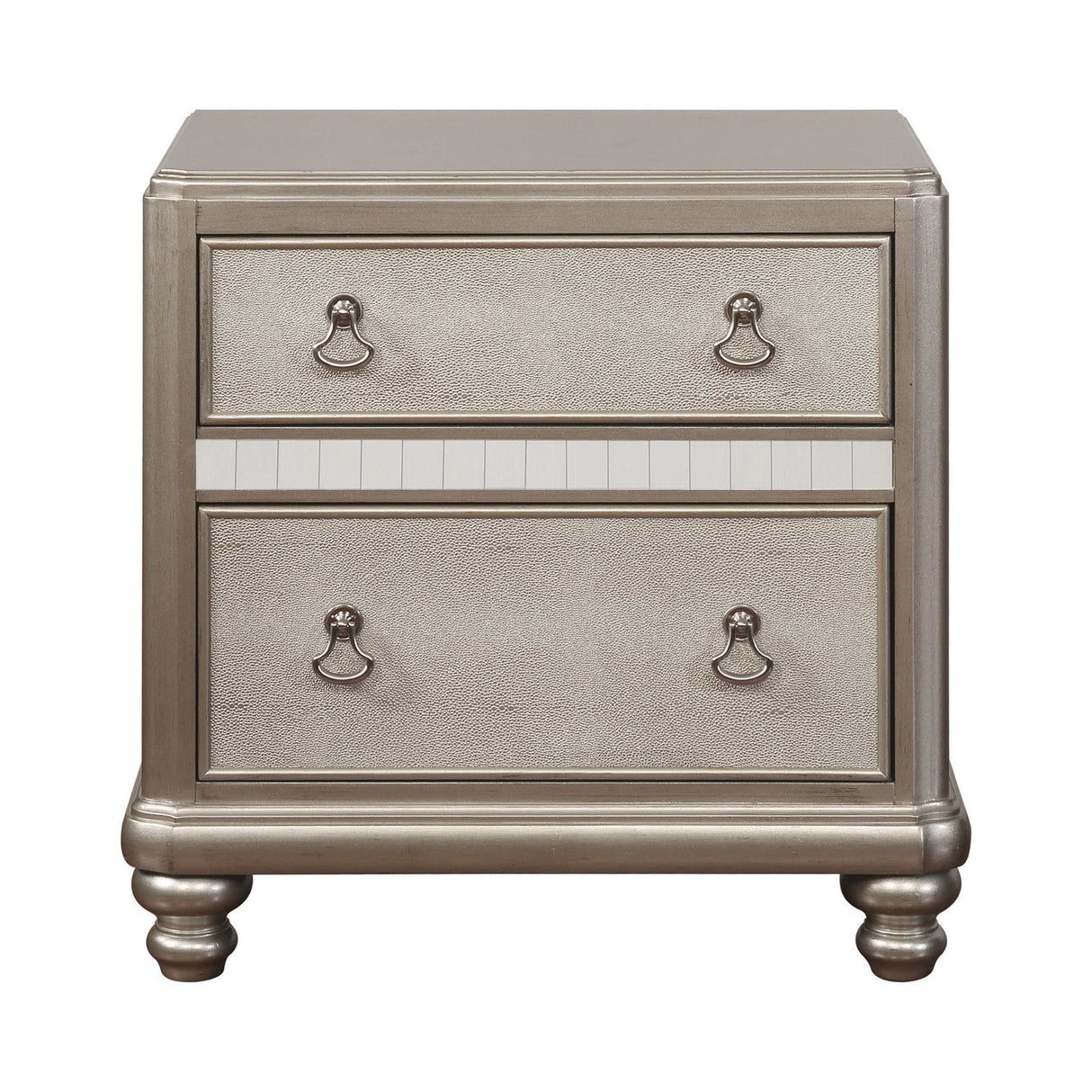 Bling Game Metallic Platinum Nightstand - Ornate Home