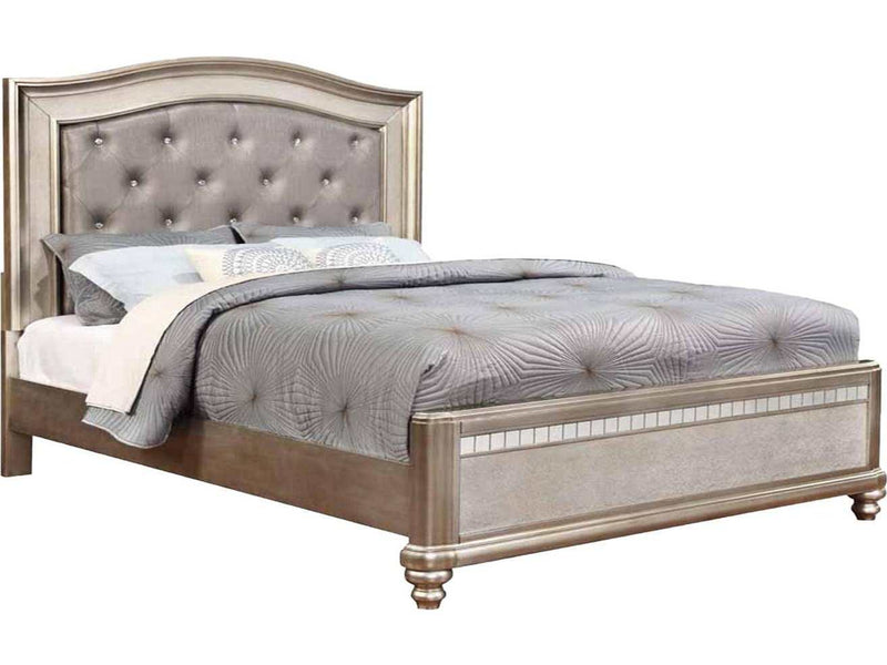 Bling Game - Metallic Platinum - Queen Panel Bed - Ornate Home