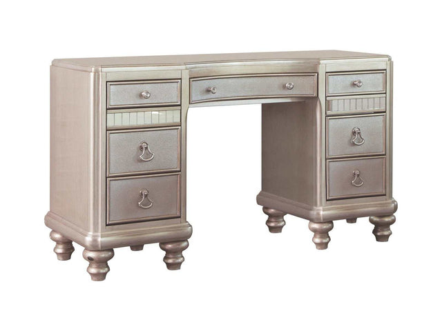 Bling Game Metallic Platinum Vanity Desk - Ornate Home