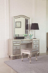 Bling Game Metallic Platinum Vanity Desk - Ornate Home