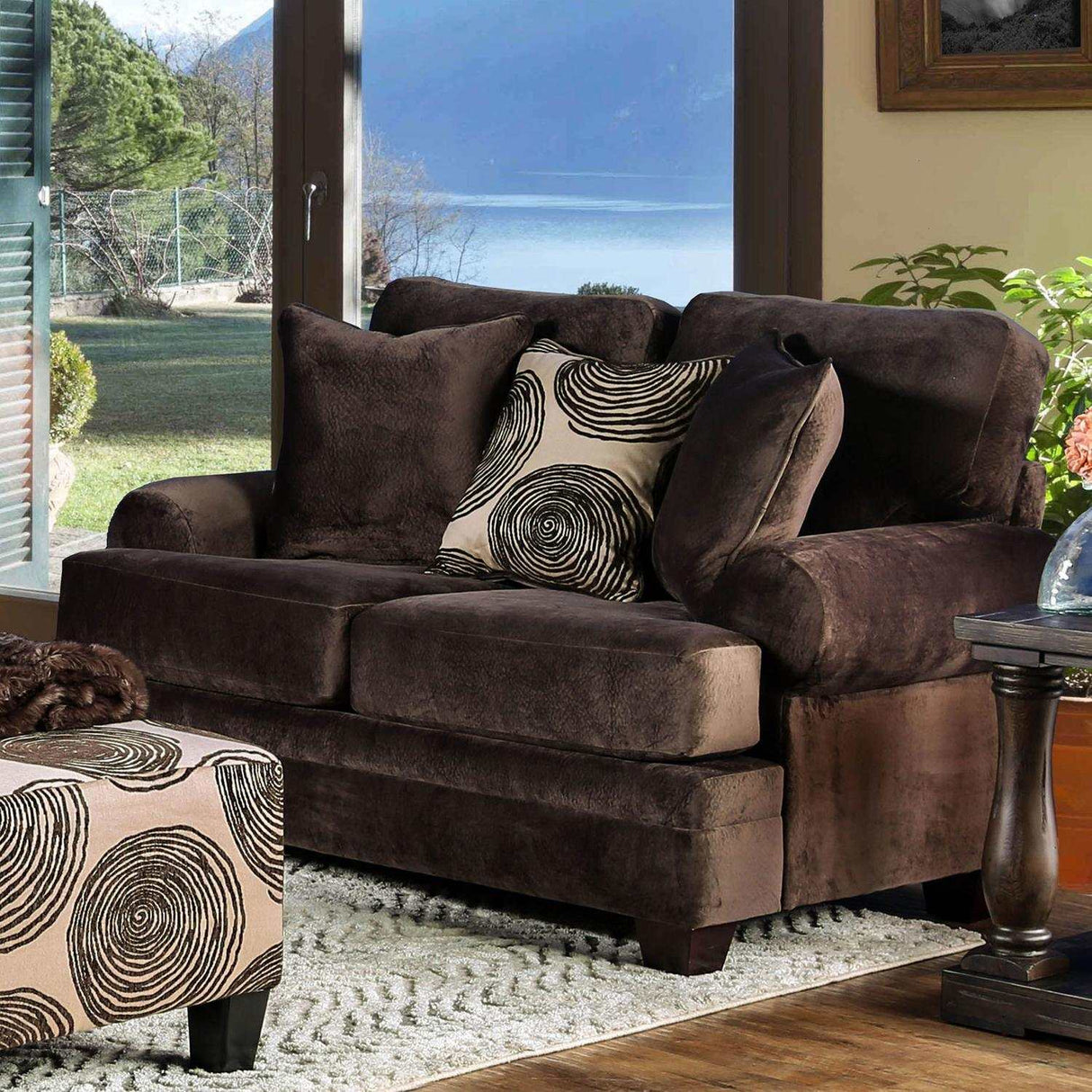 Bonaventura Brown Stationary Sofa & Loveseat 2pc - Ornate Home