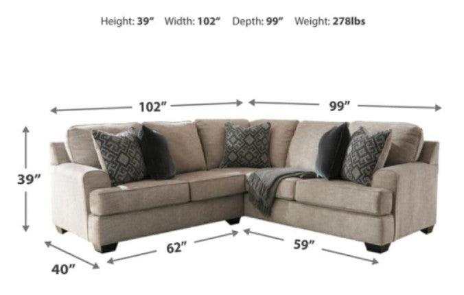 Bovarian Stone 2pc Sectional L Shape Sofa - Ornate Home