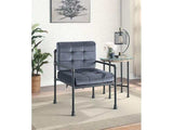 Brantley Chair Gray Velvet & Sandy Gray w/ Ottoman - Ornate Home