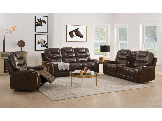 Braylon Brown PU Sofa+Loveseat (Motion) - Ornate Home