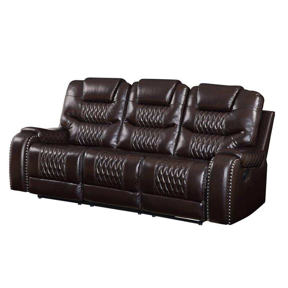 Braylon Brown PU Sofa (Motion) - Ornate Home