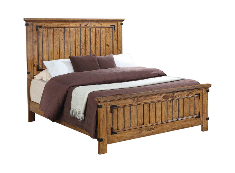 Brenner - Rustic Honey - 4pc Eastern King Panel Bedroom Set - Ornate Home