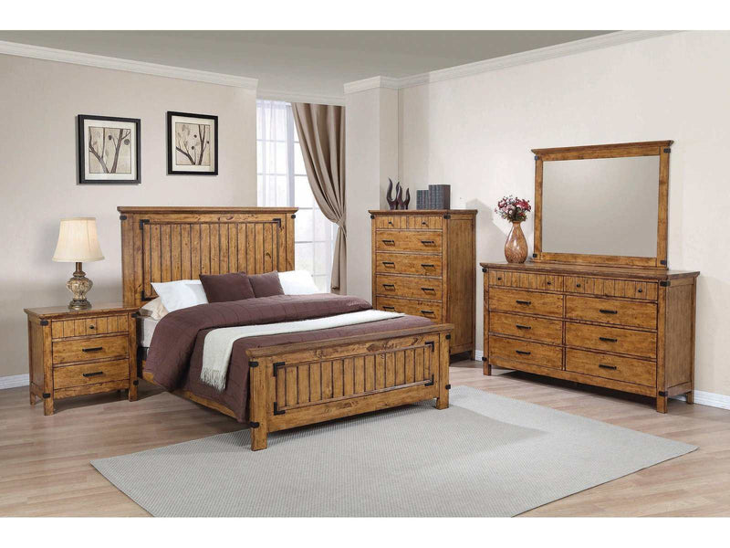 Brenner - Rustic Honey - 4pc Full Panel Bedroom Set - Ornate Home
