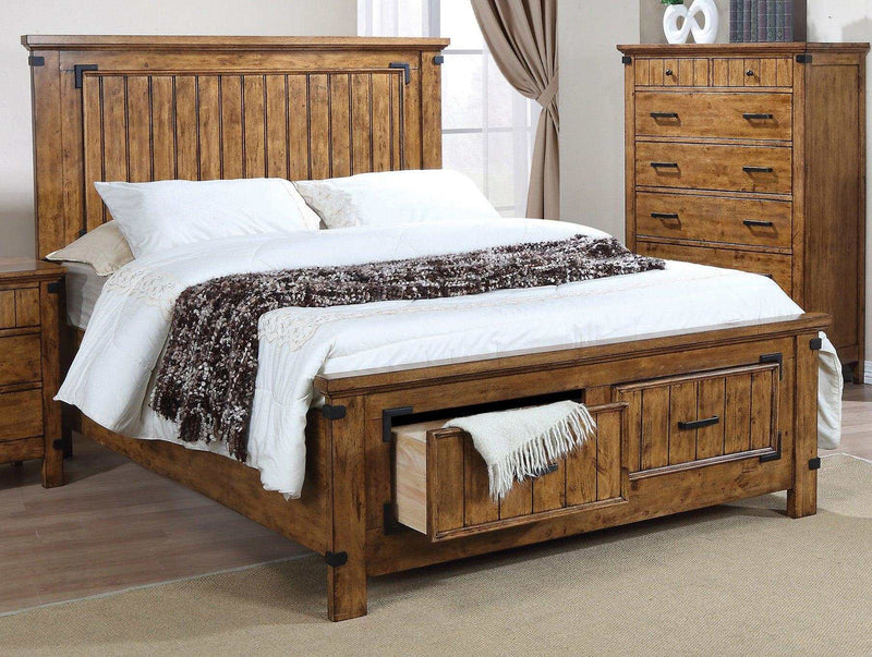 Brenner Rustic Honey Queen Storage Bed - Ornate Home